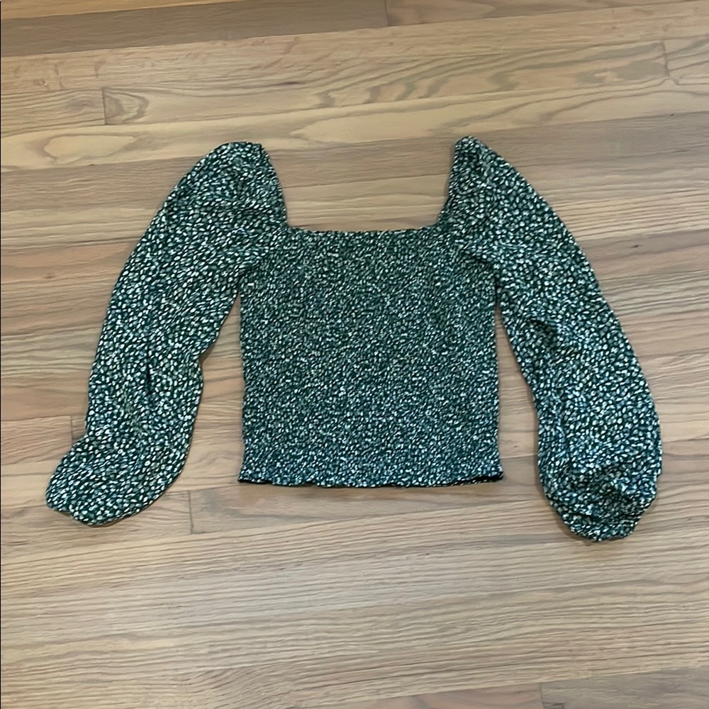 Abercrombie & Fitch Long-Sleeve Smocked Puff Sleeve Top